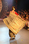 Swarajya ~ Times Fashion Week Exclusive ~ Handloom Pure Silk Paithani with Lotus Tawa Pallu in Starlight Grey - verymuchindian.com
