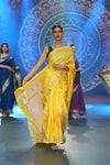 Swarajya ~ Times Fashion Week Exclusive ~ Handloom Pure Silk Paithani with Lotus Tawa Pallu in Sunlight Yellow - verymuchindian.com