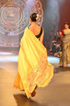 Swarajya ~ Times Fashion Week Exclusive ~ Handloom Pure Silk Paithani with Lotus Tawa Pallu in Sunlight Yellow - verymuchindian.com
