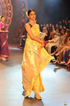 Swarajya ~ Times Fashion Week Exclusive ~ Handloom Pure Silk Paithani with Lotus Tawa Pallu in Sunlight Yellow - verymuchindian.com