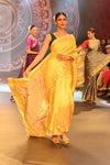 Swarajya ~ Times Fashion Week Exclusive ~ Handloom Pure Silk Paithani with Lotus Tawa Pallu in Sunlight Yellow - verymuchindian.com