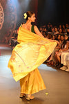 Swarajya ~ Times Fashion Week Exclusive ~ Handloom Pure Silk Paithani with Lotus Tawa Pallu in Sunlight Yellow - verymuchindian.com