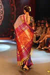 Swarajya ~ Times Fashion Week Exclusive ~ Handloom Pure Silk Paithani With Most Traditional Double Pallu Saree ~ Dual Tone Lavender - verymuchindian.com