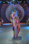 Swarajya ~ Times Fashion Week Exclusive ~ Handloom Pure Silk Paithani With Most Traditional Double Pallu Saree ~ Dual Tone Lavender - verymuchindian.com
