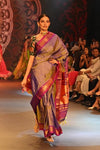 Swarajya ~ Times Fashion Week Exclusive ~ Handloom Pure Silk Paithani With Most Traditional Double Pallu Saree ~ Dual Tone Lavender - verymuchindian.com