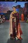 Swarajya ~ Times Fashion Week Exclusive ~ Handloom Pure Silk Paithani with Unique Elephant Pallu in Rich Maroon - verymuchindian.com