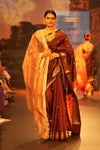Swarajya ~ Times Fashion Week Exclusive ~ Handloom Pure Silk Paithani with Unique Elephant Pallu in Rich Maroon - verymuchindian.com