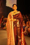 Swarajya ~ Times Fashion Week Exclusive ~ Handloom Pure Silk Paithani with Unique Elephant Pallu in Rich Maroon - verymuchindian.com