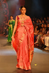 Swarajya ~ Times Fashion Week Exclusive ~ Handloom Pure SilkSwarajya ~ Paithani with Fancy Parrot Pallu in Soft Pink Peach Pallu - verymuchindian.com