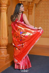 Swarajya ~ Times Fashion Week Exclusive ~ Handloom Pure SilkSwarajya ~ Paithani with Fancy Parrot Pallu in Soft Pink Peach Pallu - verymuchindian.com