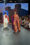 Swarajya ~ Times Fashion Week Exclusive ~ Handloom Swarajya ~ All Over Pure Silk Paithani Saree with Floral Handwork in Zari in Red - verymuchindian.com