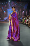 Swarajya ~ Times Fashion Week Exclusive ~ Limited Edition Pure Silk Paithani with Asawali Pallu & Asawali Buttis in Exquisite Dual Tone Pink Purple - verymuchindian.com