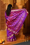 Swarajya ~ Times Fashion Week Exclusive ~ Limited Edition Pure Silk Paithani with Asawali Pallu & Asawali Buttis in Exquisite Dual Tone Pink Purple - verymuchindian.com
