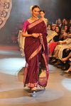 Swarajya ~ Times Fashion Week Exclusive ~ Pure Cotton Paithani Saree with Exquisite Asawali Pallu in Gleaming Violet - verymuchindian.com