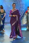 Swarajya ~ Times Fashion Week Exclusive ~ Pure Cotton Paithani Saree with Exquisite Asawali Pallu in Gleaming Violet - verymuchindian.com
