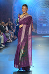 Swarajya ~ Times Fashion Week Exclusive ~ Pure Cotton Paithani Saree with Exquisite Asawali Pallu in Gleaming Violet - verymuchindian.com