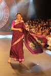 Swarajya ~ Times Fashion Week Exclusive ~ Pure Cotton Paithani Saree with Exquisite Asawali Pallu in Gleaming Violet - verymuchindian.com