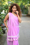 Taapsee ~ Designer! Pure Mul Cotton Saree with Sleek Border ~ Blush Pink - verymuchindian.com