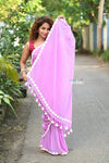 Taapsee ~ Designer! Pure Mul Cotton Saree with Sleek Border ~ Blush Pink - verymuchindian.com