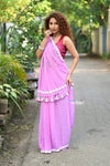 Taapsee ~ Designer! Pure Mul Cotton Saree with Sleek Border ~ Blush Pink - verymuchindian.com
