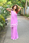 Taapsee ~ Designer! Pure Mul Cotton Saree with Sleek Border ~ Blush Pink - verymuchindian.com