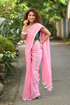 Taapsee ~ Designer! Pure Mul Cotton Saree with Sleek Border ~ Rose Pink - verymuchindian.com