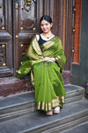 Tarang ~ Handloom Cotton Silk Sleek Designer Border in First Light Green - verymuchindian.com
