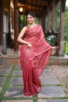Tarang ~ Handloom Cotton Silk Sleek Designer Border in Mauve Pink - verymuchindian.com