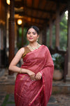 Tarang ~ Handloom Cotton Silk Sleek Designer Border in Mauve Pink - verymuchindian.com