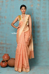 Tejaswi ~ Exclusive High Quality Handloom Banarasi Cotton Saree with Beautiful Abstract Print- Peach - verymuchindian.com