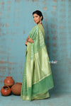 Tejaswi ~ Exclusive High Quality Handloom Banarasi Cotton Saree with Beautiful Abstract Print- Sage Green - verymuchindian.com