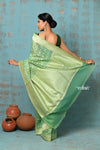 Tejaswi ~ Exclusive High Quality Handloom Banarasi Cotton Saree with Beautiful Abstract Print- Sage Green - verymuchindian.com