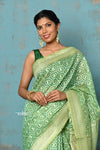 Tejaswi ~ Exclusive High Quality Handloom Banarasi Cotton Saree with Beautiful Abstract Print- Sage Green - verymuchindian.com