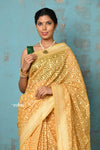 Tejaswi ~ Exclusive High Quality Handloom Banarasi Cotton Saree with Beautiful Abstract Print- Sunset Yellow - verymuchindian.com