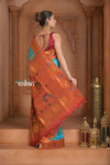 The Festive Edit! ~ Handloom Pure Silk Paithani with Peacock Parrot Border in Cyan Blue - verymuchindian.com