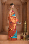 The Festive Edit! ~ Handloom Pure Silk Paithani with Peacock Parrot Border in Cyan Blue - verymuchindian.com
