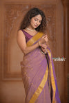 The Festive Edit! Virasat 2.0 ~ Handloom Pure Cotton Paithani with Musical Instrumental Pallu in Dual Tone Orange Blue - verymuchindian.com