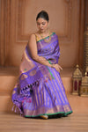 The Festive Edit! Virasat 2.0 ~ Handloom Pure Silk Brocade Maharani Paithani in Lilac - verymuchindian.com