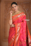 The Festive Edit! Virasat 2.0 ~ Handloom Pure Silk Paithani with 30 Peacock Pallu in Amaranth Pink - verymuchindian.com