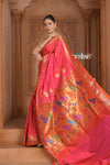 The Festive Edit! Virasat 2.0 ~ Handloom Pure Silk Paithani with 30 Peacock Pallu in Amaranth Pink - verymuchindian.com