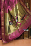 The Festive Edit! Virasat 2.0 ~ Handloom Pure Silk Paithani with Designer Maa Durga Pallu in Purple Mauve - verymuchindian.com