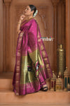 The Festive Edit! Virasat 2.0 ~ Handloom Pure Silk Paithani with Designer Maa Durga Pallu in Purple Mauve - verymuchindian.com