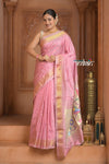 The Festive Edit! Virasat 2.0 ~ Handloom Pure Silk Paithani with Designer Parrot Pallu in Peach Pink - verymuchindian.com