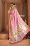 The Festive Edit! Virasat 2.0 ~ Handloom Pure Silk Paithani with Designer Parrot Pallu in Peach Pink - verymuchindian.com