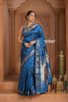 The Festive Edit! Virasat 2.0 ~ Handloom Pure Silk Paithani with Designer Peacock Pallu in Azure Blue - verymuchindian.com