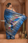 The Festive Edit! Virasat 2.0 ~ Handloom Pure Silk Paithani with Designer Peacock Pallu in Azure Blue - verymuchindian.com