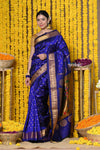 Topselling Rajsi~ Handloom Pure Silk Maharani Paithani with all over Dense Buttis~ Royal Blue - verymuchindian.com