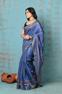 Tyohaar ~ Designed By VMI~ Handloom Pure Tussar Silk Saree With Handblock Print - verymuchindian.com