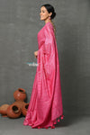 Tyohaar ~ Designer! Cotton Viscose Hand Dyed Saree With Sleek Border - Pink - verymuchindian.com