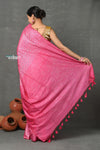 Tyohaar ~ Designer! Cotton Viscose Hand Dyed Saree With Sleek Border - Pink - verymuchindian.com